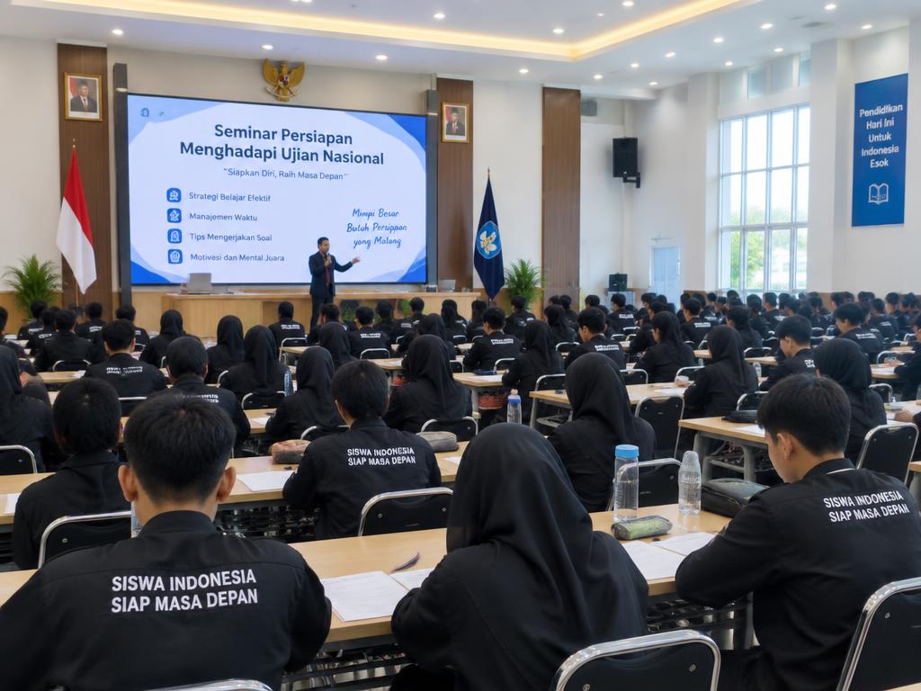 Suasana seminar persiapan ujian bersama ratusan siswa Taruna Cendekia
